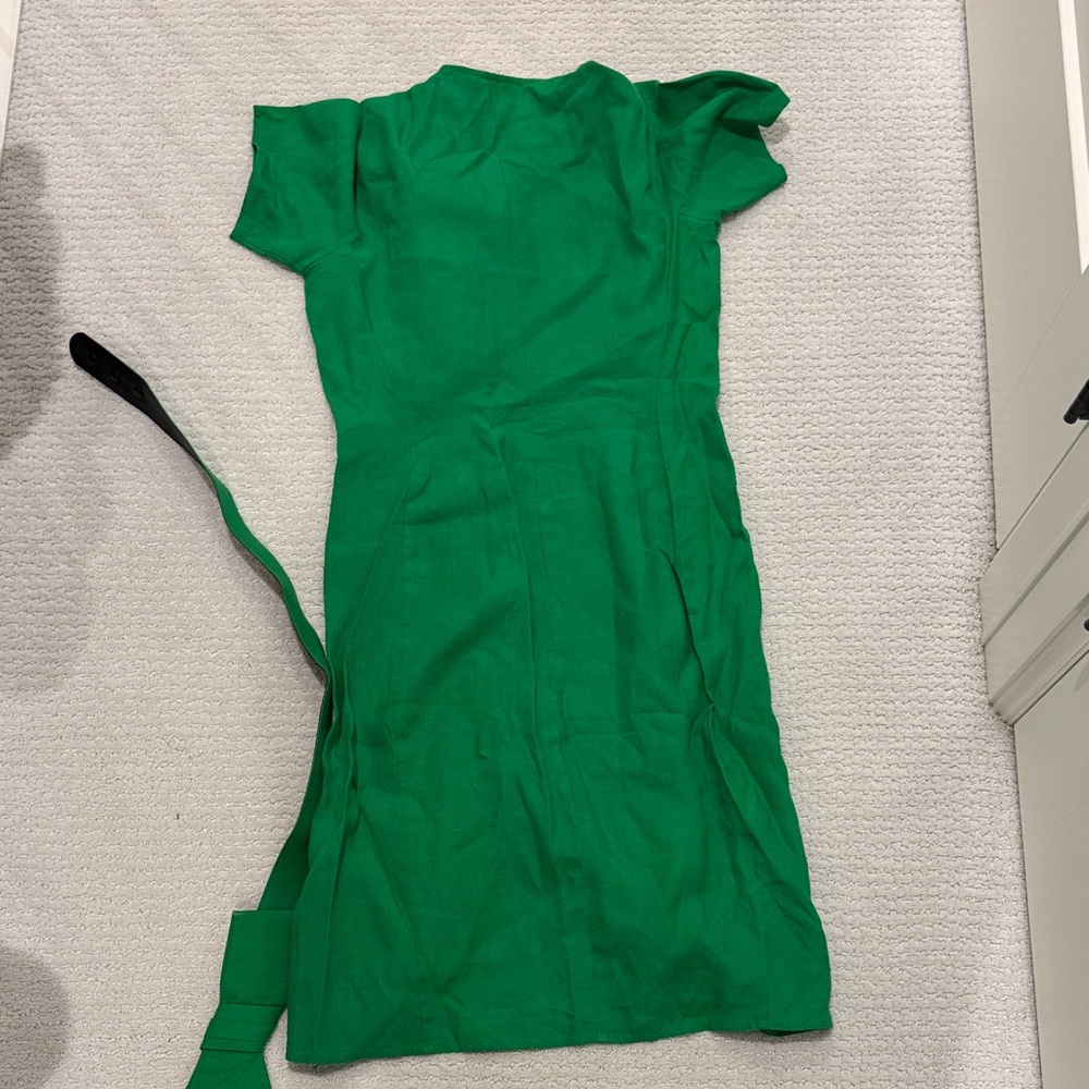 Max Mara Green Button-Front Dress with Waist Sash 8 - Picture 3 of 3